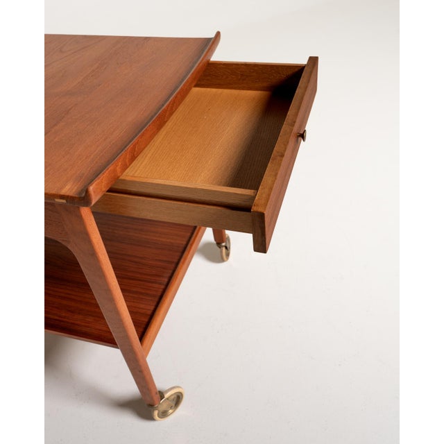 Wood Teak Trolley by Yngvar Sandström for Seffle, 1950s For Sale - Image 7 of 9