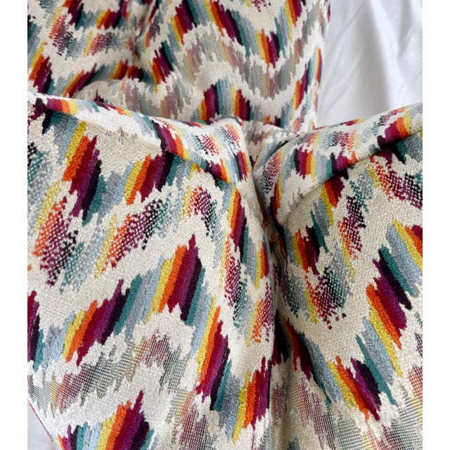 Transitional Chevron Cut Velvet in Rainbow 22” Pillows-A Pair For Sale - Image 3 of 5