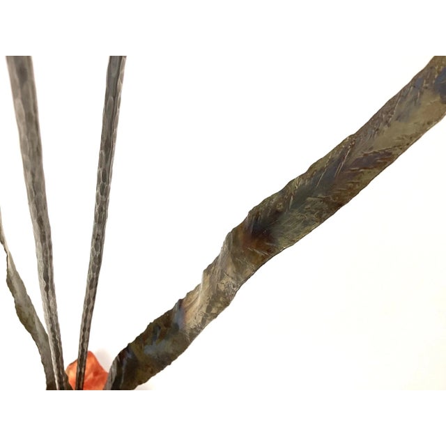 Brutalist Steel Cattail Table Top Sculpture Signed For Sale - Image 10 of 13