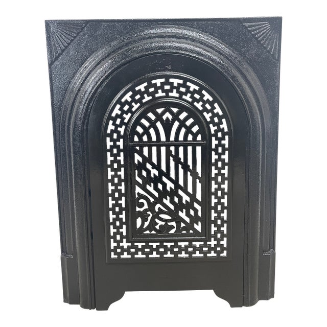 Late 18th Century 21" W X 27"h Decorative Gate Design Cast Iron Fireplace Surround and Insert For Sale