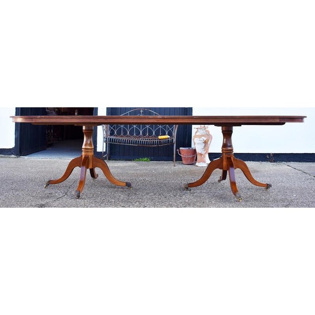 Regency Style Mahogany Twin Pillar Dining or Boardroom Table, 1960 For Sale - Image 4 of 8