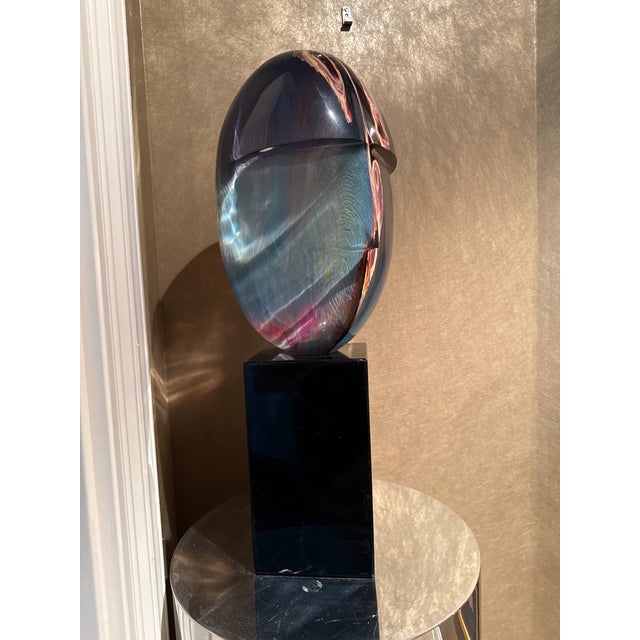 Dino Rosin (Born 1948) "The Warrior” Chalcedony Glass Sculpture . This beautiful piece is comprised of hand blown glass...