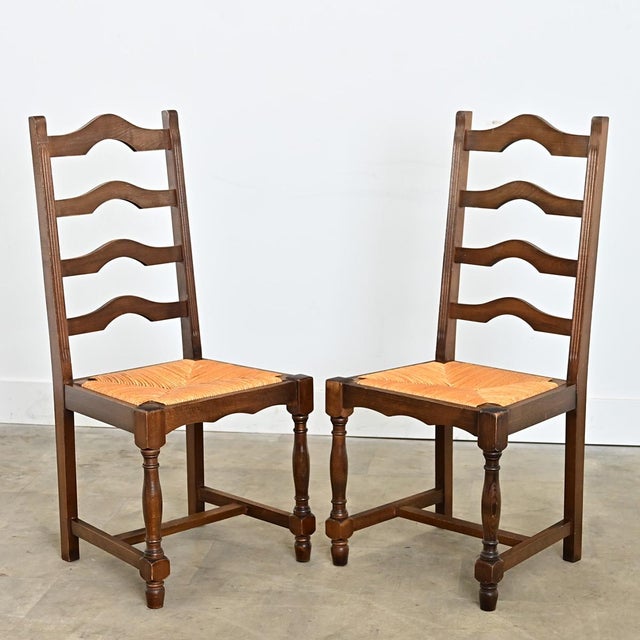 19th Century Set of 14 Ladder Back and Rush Seat Dining Chairs For Sale - Image 18 of 18