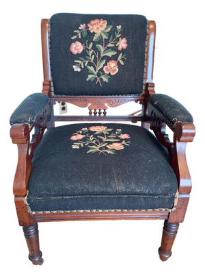 Antique Eastlake Style Victorian Needlepoint Armchair