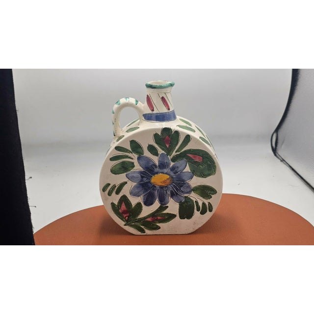 Vase with Painted Flowers in Majolica, 1950s For Sale - Image 4 of 7