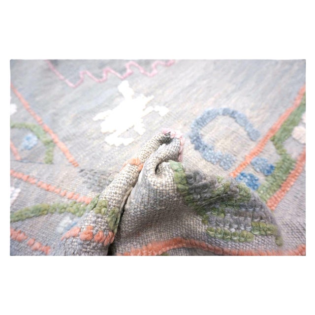 21st Century Turkish Oushak Wool 9x12 Gray, Ivory, Orange & Green Handmade Area Rug #1144212 For Sale - Image 13 of 13