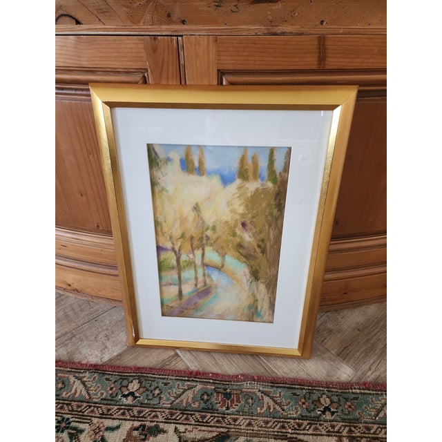 Beautiful Vintage Original Isabel Stensland pastel landscape in custom frame. Isabel Stensland is a well known Texas...