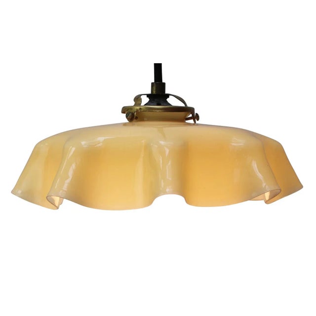 French Yellow Opaline Glass Pendant Lamp For Sale - Image 4 of 7