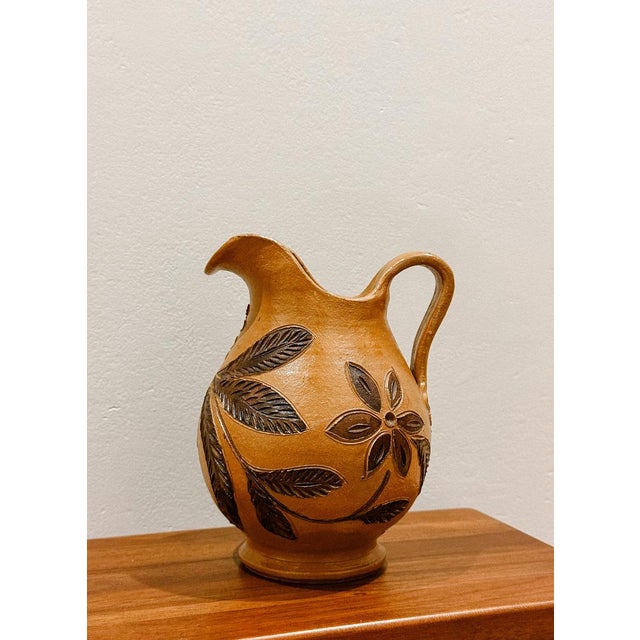 Glazed Ceramic Jug with Floral Decoration, Portugal, 1970s For Sale - Image 6 of 7
