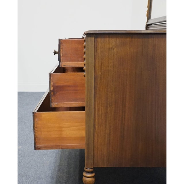 Berkey & Gay Solid Walnut French Provincial 50" Dresser W. Vanity Mirror For Sale In Kansas City - Image 6 of 11