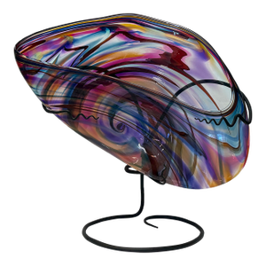 Late 20th Century Huge David Goldhagen Studio Blown Art Glass Vessel, Custom Iron Stand, American