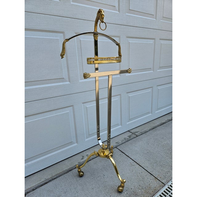 Mid 20th Century Italian Brass and Chrome Ram's Head Valet -in the Style of Maison Jansen For Sale - Image 5 of 16
