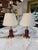 Vintage Red & Brass Table Lamps With Linen Shades - a Pair For Sale - Image 13 of 18