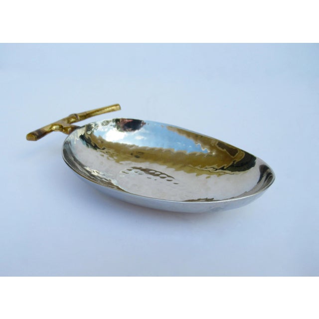 Hammered Silver Plate & Brass Oval-Shaped Accent Bowl For Sale - Image 4 of 13