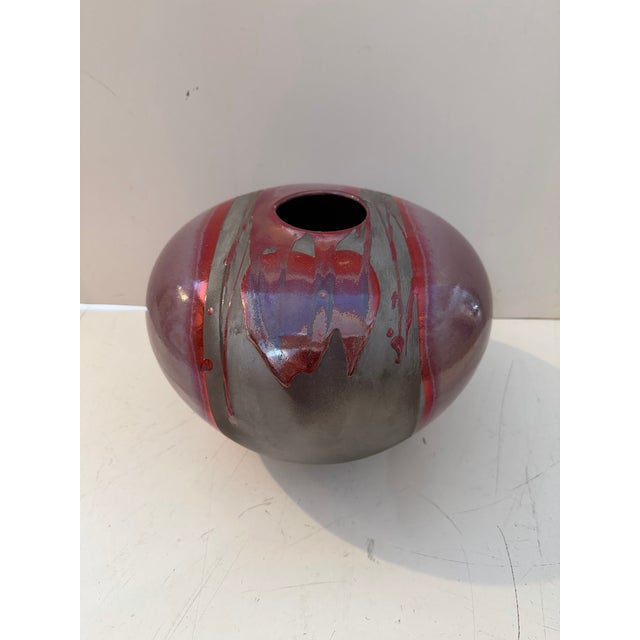 Vintage Raku Art Pottery Vessel, Signed For Sale - Image 4 of 7