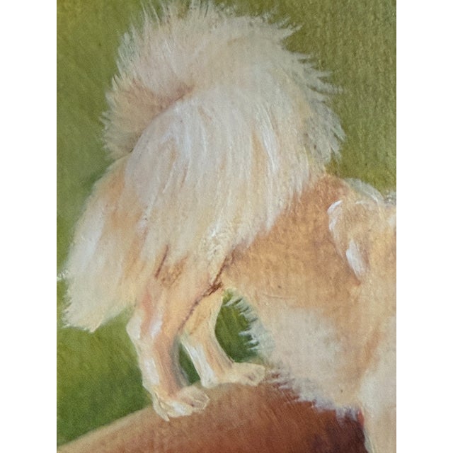 Late 20th Century Small Gold Framed Tibetan Spaniel Dog Oil Painting, Signed For Sale In Miami - Image 6 of 8