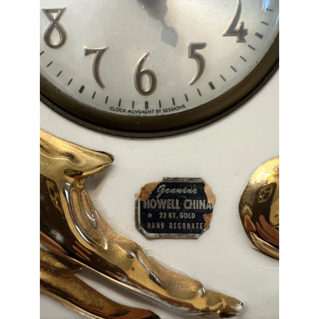 RARE Vintage 1940 Deer Mantle Clock by Howell Co. China 22 kt. Gold. This is such a unique piece! A gorgeous ceramic clock...