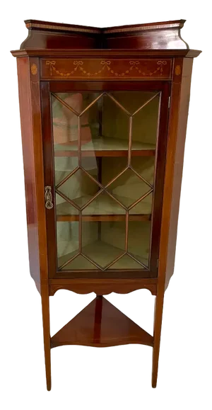 Antique Edwardian Mahogany Inlaid Corner Cabinet