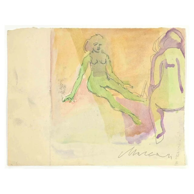 Mino Maccari, Nudes, Watercolor, 1950s For Sale