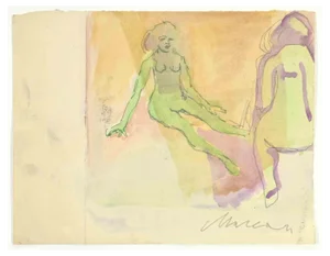Mino Maccari, Nudes, Watercolor, 1950s