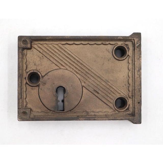 Set of Antique Cast Iron Door Rim Locks With Iron Key For Sale - Image 4 of 8
