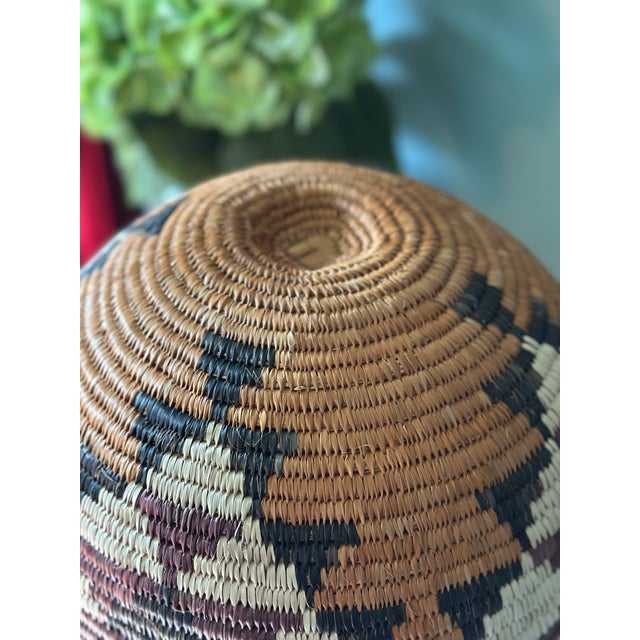 2000 - 2009 Large 16" Authentic Handwoven Zulu Lidded Wedding Basket / Ukhamba With Tag For Sale - Image 5 of 8