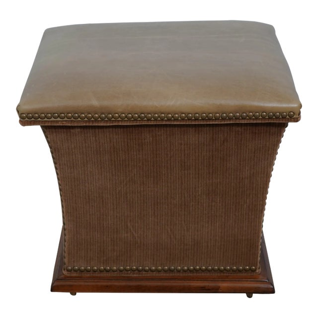Leather Seat Square Lift Top Stool W. Storage For Sale