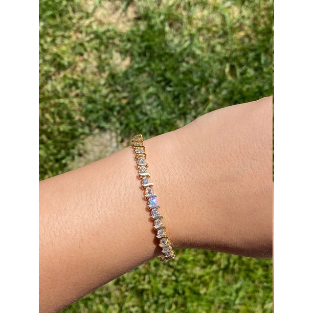 1990s The Dualla: Ladies 14K Gem Set Bracelet set with 3 CTW Diamonds For Sale - Image 5 of 5