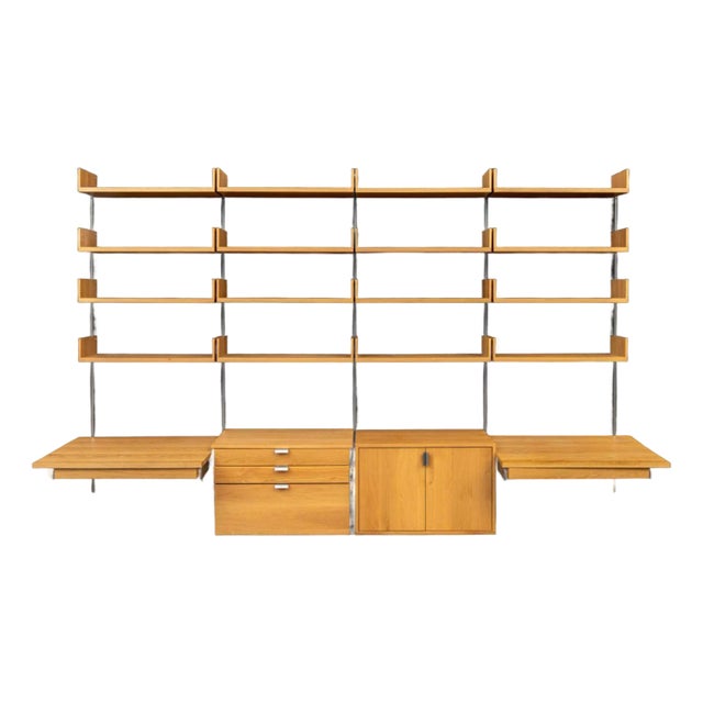 Atlas Walnut Wall-Mounted Shelving Unit For Sale