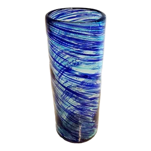Mid 20th Century Swirling Blues Handblown Vase