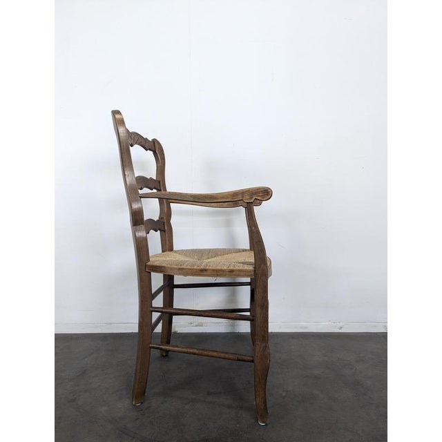 Louis XV Style Straw-Seated Armchair For Sale - Image 4 of 6