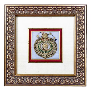 20th Century Indian Kundan-Style Gilt Framed Jewelled Alabaster Plaque For Sale