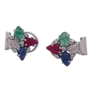 Tutti Frutti 18k White Gold Earrings - 2 Pieces