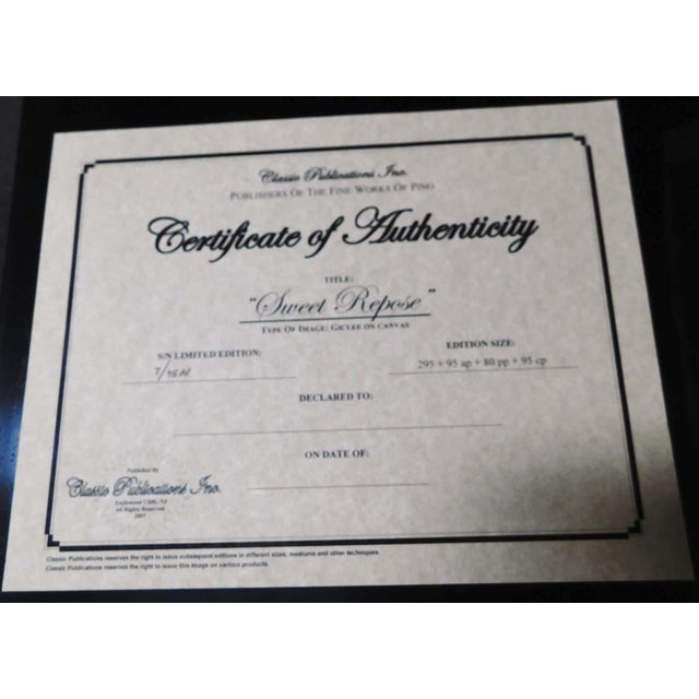 Textile Pino "Sweet Repose" Framed Hand Signed & Embellished Giclee on Canvas For Sale - Image 7 of 7