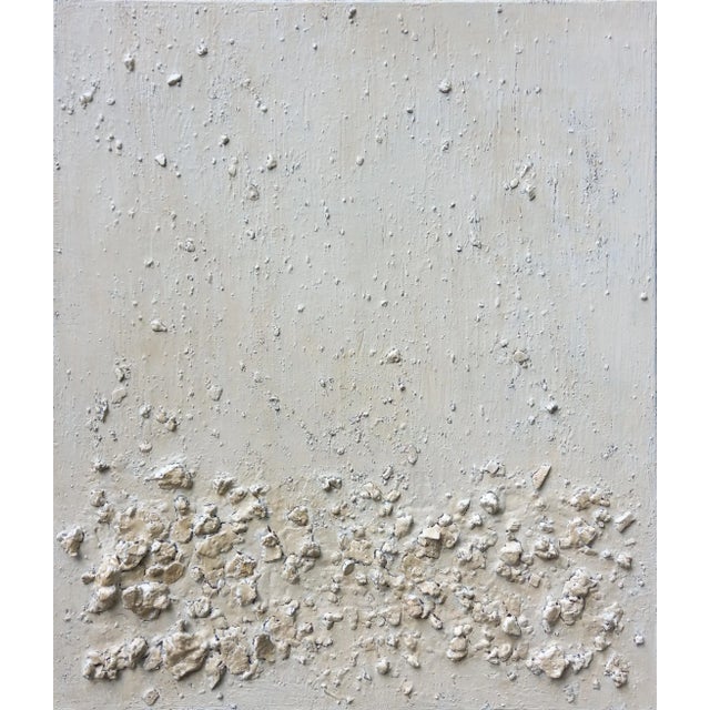 'California Beach' #2 - Yellow Butter Abstract Relief Seascape Oil Painting by Diane Grant Oil on canvas. *From a series...