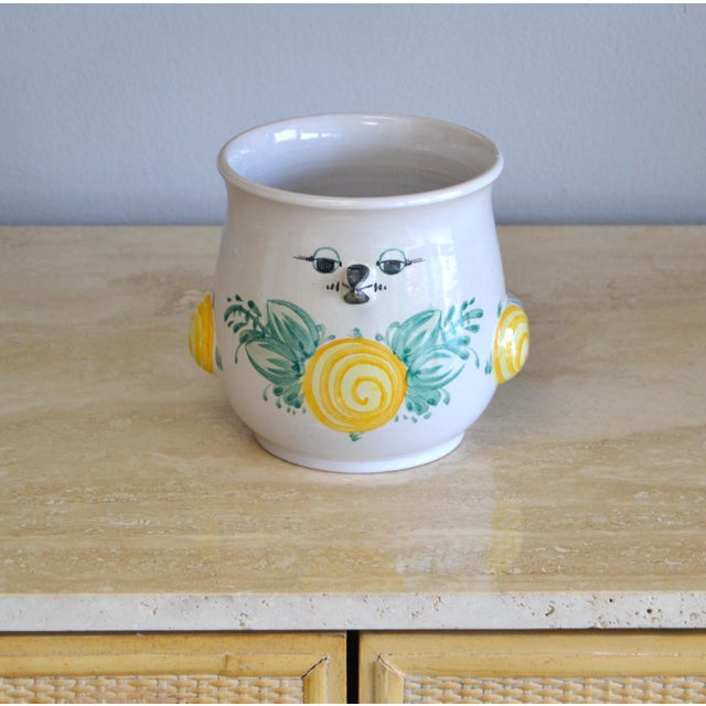 1980s Bjorn Wiinblad Ceramic Hand-Painted Bird Face Wings Tail Vase Bowl Denmark For Sale - Image 12 of 12