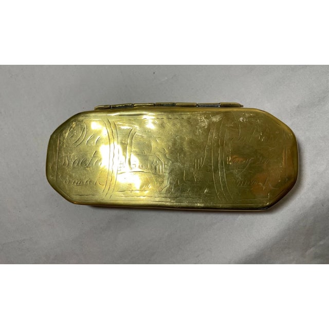 Share Rare Antique 18th Century Hand Tooled Engraved Brass Dutch Figural Snuff Box For Sale In New York - Image 6 of 14