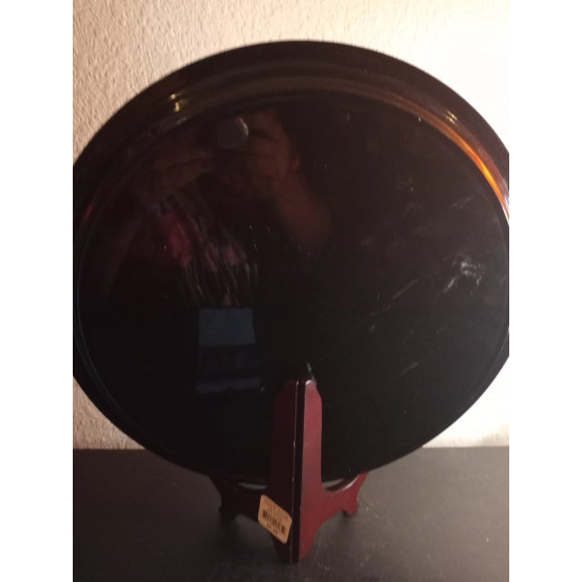 This is a STUNNING Oriental 12.5" Round Lacquered Black Acrylic Platter. Great as Table or Wall Decor Procured at auction...