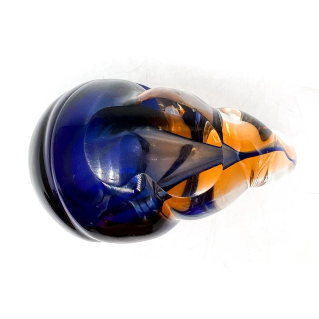 20th Century Somerso Murano Glass Shell- Blue, Orange and Transparent For Sale In Houston - Image 6 of 12