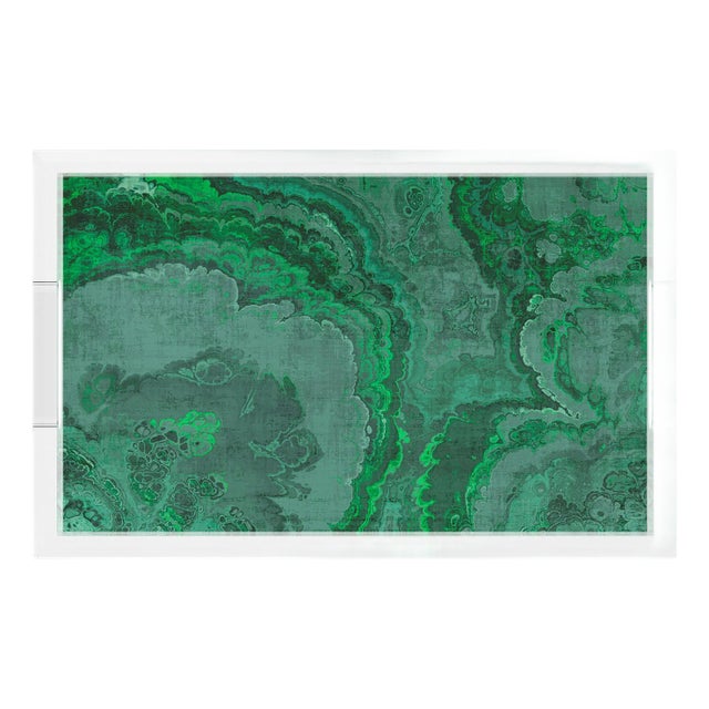 Agate Malachite Acrylic Rectangle Decorative Tray, Small For Sale