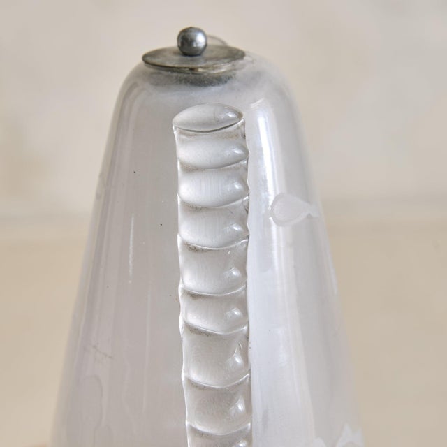 Petite Italian Art Deco Etched Murano Glass Lamp, 1940s For Sale - Image 11 of 13
