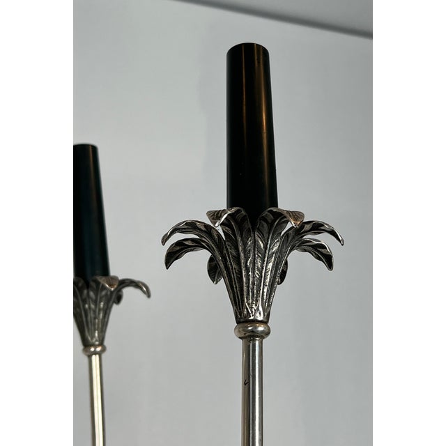 1940s Neoclassical style silver metal chandelier by Maison Charles For Sale - Image 9 of 12