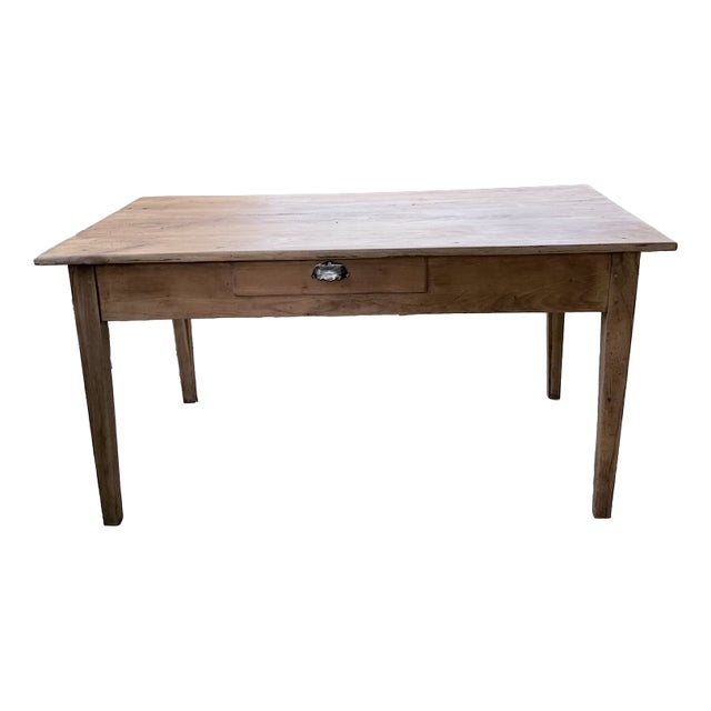 Farmhouse Table with Tapered Cherrywood Legs, 1950s For Sale