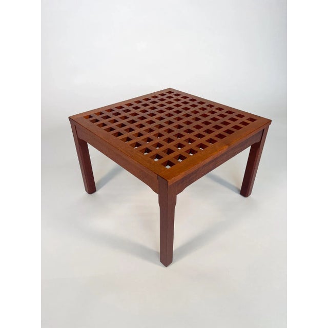 Mid 20th Century Mid-Century Modern Style Teak Side Table With Lattice Top For Sale - Image 4 of 6
