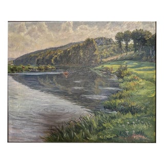 Schocketal with Fulda, Scholz Paul, 56 on the River Kassel, 1937, Oil on Canvas, Framed For Sale