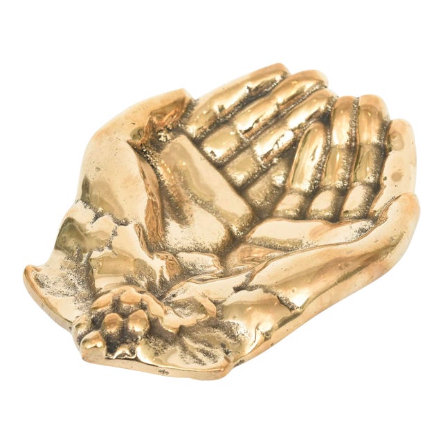 Vintage Praying Hands Brass Bowl, Object or Paperweight 50's For Sale