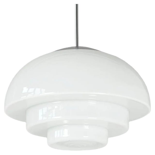 Opaque White Glass Ceiling Lamp, 1930s For Sale