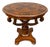 Vintage Burl Wood Inlaid Round Center Table Regency Style For Sale
