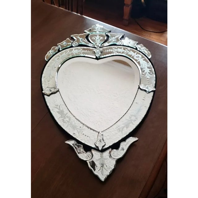 Wood Italian Venetian Heart Wall Mirror For Sale - Image 7 of 11