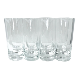 1980s Schott Zwiesel Etched Tritan Crystal Highball Glasses: Modern Minimalist Barware - Set of 8
